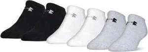 Calcetines Under Armour Entrenamiento Juvenil Algodón No Show Blancos, Grises, Negros 6 Pares Pequeños - Imagen 1 de 5