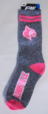 Louisville Cardinals Crew Socks Medium Size 5 to 10 Melange Pink Cover