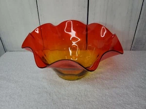 Vintage Art Deco Orange Yellow Hombre Large Centerpiece Fruit Bowl 10-1/2" - Picture 1 of 8