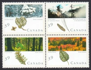 MAJESTIC FORESTS = Canada 1990 #1283-1286 * 1286a MNH Block of 4 - Picture 1 of 1