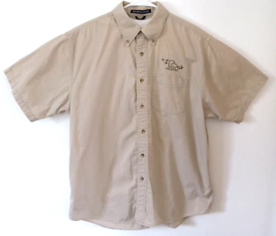 Devon & Jones Ducks Unlimited Short Sleeve Button Down Shirt Mens Beige XL - Image 1 of 4