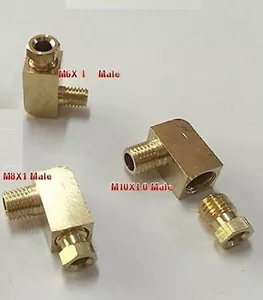 Fitting Metric M6 M6X1 M6X1.0 Male to Compression 6mm OD Tube 90 Deg Elbow Brass - Picture 1 of 2