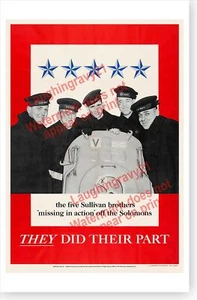 WWII Fünf Sullivan Brüder kämpfen Sullivans Retro Poster Version 2 (lang) - Bild 1 von 1