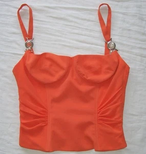 VERSACE Vintage Orange Silk Medusa Logo Bustier Bra Top 40 2 4 - Picture 1 of 2