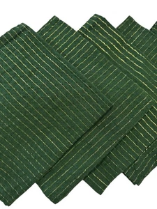 Holiday Storehouse Abendessen Servietten 100 % Baumwolle Elegant Grün/Gold 17"x17" Posten/8 - Bild 1 von 7