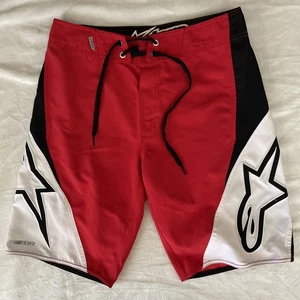 Alpinestars Mens Sz 28 Performer Series Swim Trunks Broad Shorts Red White Black - Picture 1 of 6