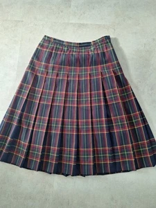 Vintage Riddella Pure New Wool Tartan Pleated MIDI Skirt 18 - Picture 1 of 5