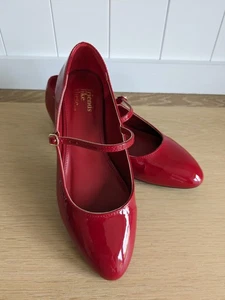 Red Patent Mary Jane Shoes Womens UK4 Friends Like These UNWORN with Labels - Picture 1 of 12
