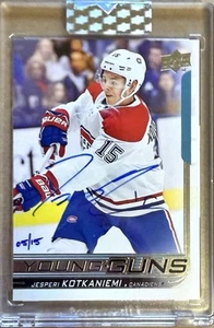 2019 BUYBACKS Jesperi Kotkaniemi AUTO #5/15 UPPER DECK YOUNG GUNS RC ROOKIE 2018 - Picture 1 of 2