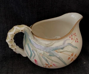 Irish Belleek Grass Large Milk Jug Second Black Mark Period - Picture 1 of 5