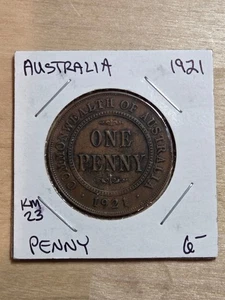 Australia 1-Penny coin, 1921. KM# 23, bronze. King George V. - Picture 1 of 4