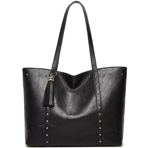 Tote Bag for Women PU Leather Handbag Vintage Shoulder Bag Classic Purse,Black - Picture 1 of 6
