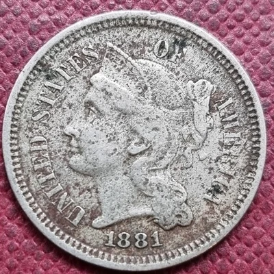 1881 Three Cent Piece Nickel 3c Better Grade Details #96857 - Image 1 of 2