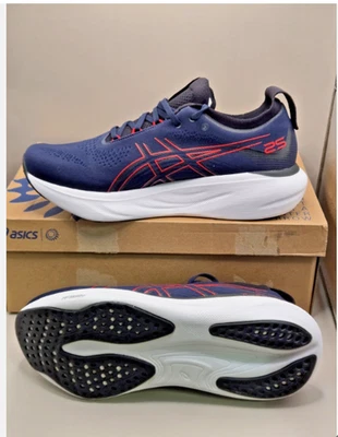 ASICS GEL-Nimbus 25 Men’s Running Shoes Size 12 Midnight Electric Red New Boxed - Image 1 of 4