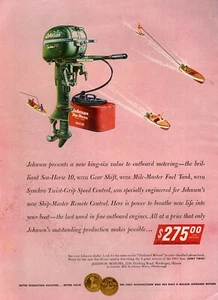 1953 Johnson Sea Horse 10 Outboard Motor Original Color Print Ad - Picture 1 of 1