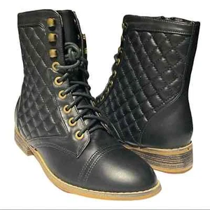 Catherine Malandrino Serena Lace-Up Quilted Boot Vegan Leather - Picture 1 of 12