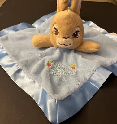 NWOT Infant 12”x 12” Plush/Satin Nickelodeon Peter Rabbit Blue Security BLANKET - Image 1 of 4
