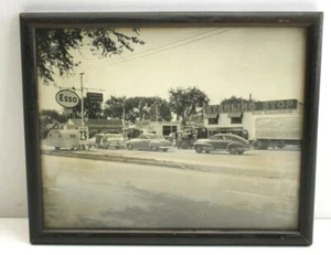 1940s 1950 9x11 Orig Framed Photo Sterling NY Esso Truck Stop War Gas $23.9 - Picture 1 of 5