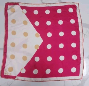 Vintage VERA 70's Polkadots Silk Women's Scarf Pink & Gold Silk Scarf - Picture 1 of 7