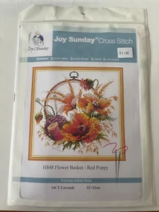 Kit de punto de cruz Joy Sunday - Cesta de flores - Amapola roja H848 - Imagen 1 de 3