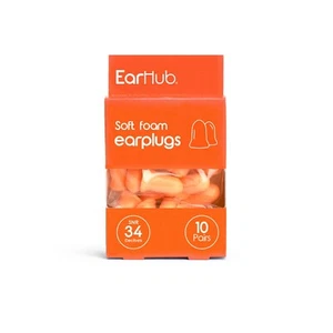 Tapones para los oídos de espuma suave EarHub Premium SNR 34dB naranja en forma de campana 10 pares - Imagen 1 de 9