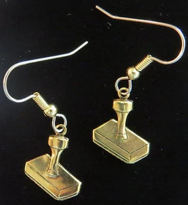 Rubber Stamper Earrings 24 Karat Gold Plate Stamping Paper Scrapbooking Stamps - Picture 1 of 4