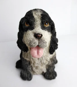 San Francisco Music Box Co. Musical Black & White Spaniel Dog Figurine 5" Tall - Picture 1 of 13