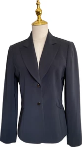 Tahari Women's Petite Blazer Coat Size 6P Polyester Solid Navy Blue Stylish - Picture 1 of 11
