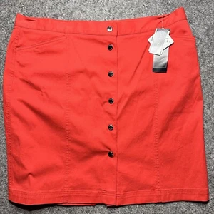 Jones New York Signature Women's Size 16 Pencil Skirt Red Button Stretch Up NWT - Picture 1 of 9