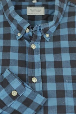 Frank & Oak Men's Smoke Blue Gray Check Cotton Casual Shirt XXL 2XL - Image 1 of 4