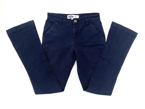 Old Navy Navy Blue Twill Boot Cut Adjustable Waist Girl's Pants Size 14 Slim - Picture 1 of 9