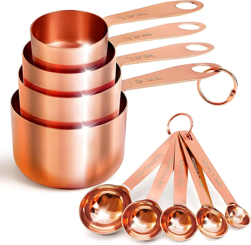 AGRUS Copper Measuring Cups & Spoons Set of 9 – Stainless Steel, Stackable - Image 1 of 4
