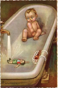 Old postcard vintage girls and toy dolls (966) - Picture 1 of 2