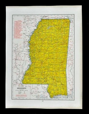 Mapa ferroviario Hammond 1942 Mississippi Jackson Oxford Natchez Gulfport Biloxi RR Foto 1 de 2