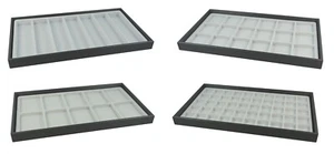 Luxury Jewellery Display Tray with White Flocked Compartment Divider Insert - Picture 1 of 16