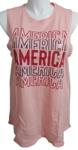*NWT* Isaac Morris Junior Size XXL AMERICA Repeat Graphic Tank Top Coral #17y33 - Picture 1 of 2