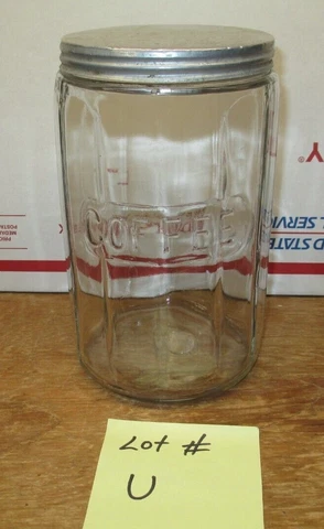 HOOSIER CABINET ORIGINAL COLONIAL EMBOSSED COFFEE SPICE JAR   LISTING # U Cover