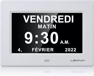 LEMNOI 7" Pollice LCD Orologio Digitale Calendario con Data Giorno E Ora - Foto 1 di 5