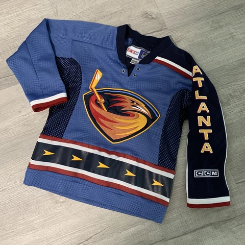 CCM Atlanta Thrashers NHL Hockey Jersey Vtg Powder Blue Alternate Youth Small Cover