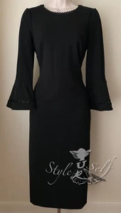Calvin Klein Black LACE TRIM BELL SLEEVE SHEATH DRESS CD8C17PE NWT Sz 4,6,8 - Picture 1 of 7