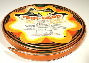 1970s VINTAGE TRIM-GARD AUTO TRIM MOLDING DENT PROTECTION RETRO ORANGE & CHROME - Foto 1 di 5