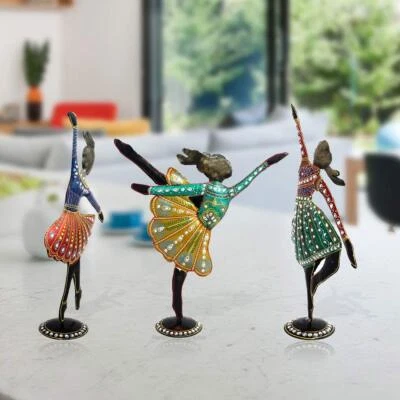 Artículo de regalo decorativo de hierro forjado pieza de exhibición musical baile niñas para decoración del hogar Foto 1 de 3