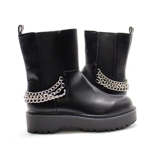 Botas negras Wild Pair Rocksann con suela acentuada con cadena para mujer - Imagen 1 de 7