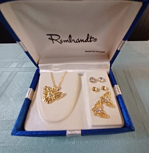 LOVELY VINTAGE ROSE NECKLACE AND EARRING SET - Picture 1 of 3