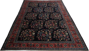 Ahar Teppich Orient Perser Rug Heriz Dunkelblau Korkwolle Antik Übergröße Palast - Picture 1 of 1