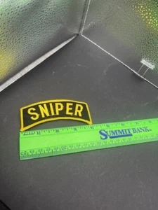 ARMY SNIPER SHOULDER ROCKER TAB EMBROIDERED MILITARY 4" PATCH NEW Black/Yellow - Picture 1 of 2