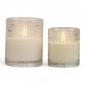Klar gepunktetes Bubble Glas 3D Flamme LED Kerze | 2 Größen - Bild 1 von 13