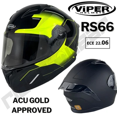 Motorradhelm Integralhelm Helm Rollerhelm Sturzhelm ECE 22.06 ViPER RS66 - Bild 1 von 4