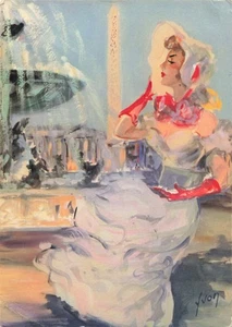 Hermosa tarjeta artística postal Francia sonrisa de París. Alrededor de los años 50 - Imagen 1 de 2