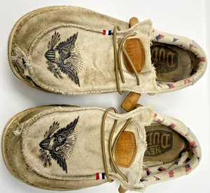 Hey Dude Thrashed - Flecken - Löcher (ehemals weiß) Freizeitschuhe US Größe 10 - intakt - Bild 1 von 9